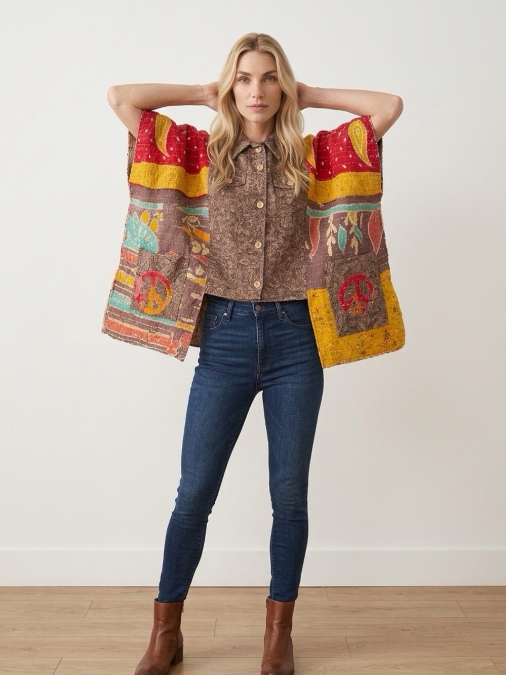 Handcrafted Upcycled Boho Patchwork Kantha Jacket NWT One Size